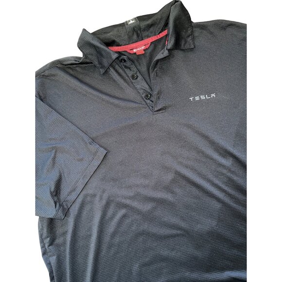 Men's TESLA black s/s polo shirt size XL - Picture 2 of 8